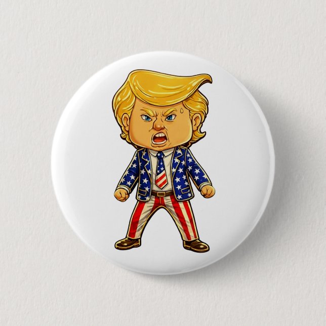 Happy Trump Lapelle Chibi Cartoon Patriotic Meme 6 Cm Round Badge (Front)