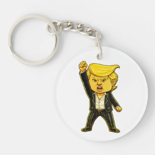 Happy Trump Trump Meme Fight Fight Chibi Cartoon Key Ring
