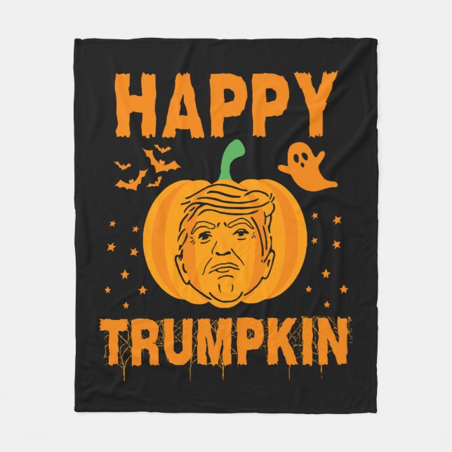 Happy Trumpkin Make Halloween Great Again Fleece Blanket (Front)