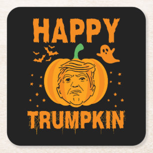 Happy Trumpkin Make Halloween Great Again Square Paper Coaster