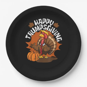 Happy Trumpsgiving Funny Thanksgiving Trumpkin Usa Paper Plate
