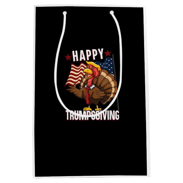 Happy Trumpsgiving Funny Thanksgiving Turkey Trump Medium Gift Bag (Front)
