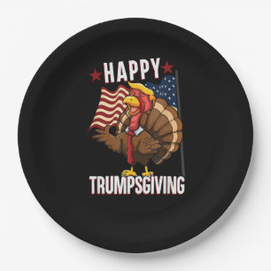 Happy Trumpsgiving Funny Thanksgiving Turkey Trump Paper Plate