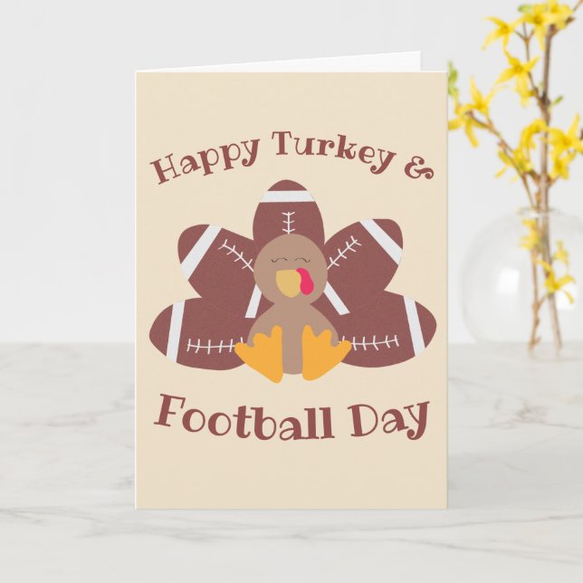 Happy Turkey And Football Day Card (Yellow Flower)