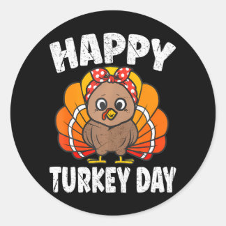 Happy Turkey Day 2023 Thanksgiving Day Autumn Classic Round Sticker