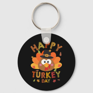 Happy Turkey Day Autumn Fall Thanksgiving Family K Key Ring