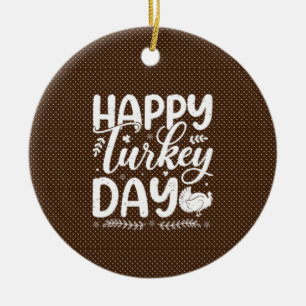 Happy Turkey Day Ceramic Tree Decoration