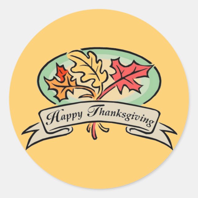 Happy Turkey Day Classic Round Sticker (Front)