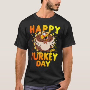 Happy Turkey Day Cute Little Pilgrim Thanksgiving T-Shirt