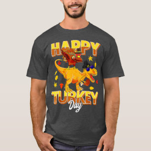 Happy Turkey Day Dabbing Turkey Saurus T Rex Thank T-Shirt