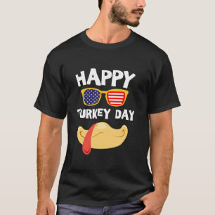 Happy Turkey Day Funny for Kids Boys Girls Turkey  T-Shirt