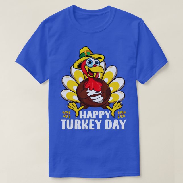 Happy Turkey Day Pilgrim Turkey For Thanksgiving D T-Shirt (Design Front)