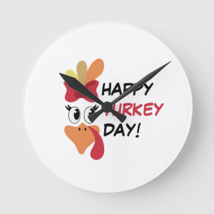 Happy turkey day round clock