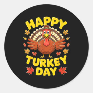 Happy Turkey Day Shirt Men Women Kids Family Thank Classic Round Sticker