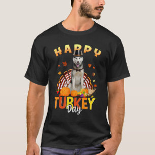 Happy Turkey Day Siberian Husky Thanksgiving Day H T-Shirt