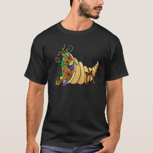 Happy Turkey Day Thanksgiving Cornucopia Harvest B T-Shirt