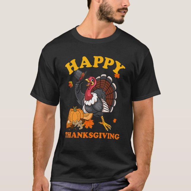 Happy Turkey Day Thanksgiving Day Fall Autumn Holi T-Shirt (Front)