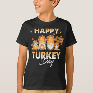 Happy Turkey Day Thanksgiving Day Gnome Leopard T-Shirt