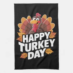Happy Turkey Day Thanksgiving Day Holiday Gift  Tea Towel
