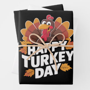 Happy Turkey Day Thanksgiving Day Holiday Gift  Wrapping Paper Sheet