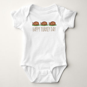Happy Turkey Day Thanksgiving Dinner Holiday Baby Bodysuit
