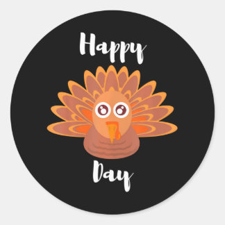 Happy Turkey Day Thanksgiving for & Adults Classic Round Sticker