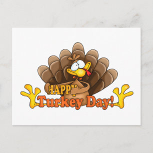 happy turkey day turkey postcard