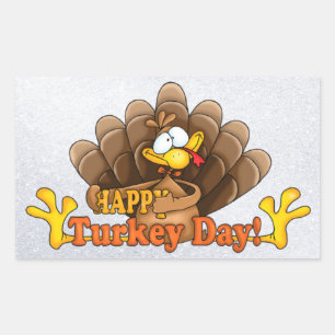 happy turkey day turkey rectangular sticker