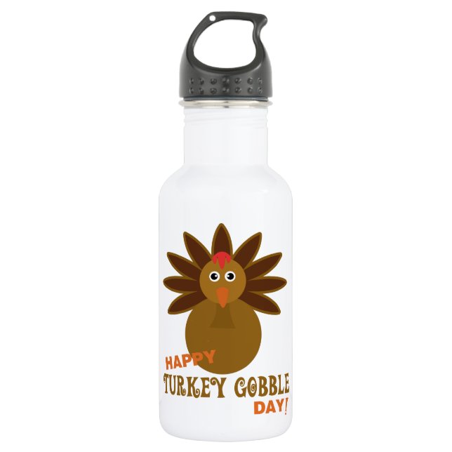 Happy Turkey Gobble Day Thanksgiving 532 Ml Water Bottle (Front)