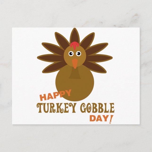 Happy Turkey Gobble Day Thanksgiving Holiday Postcard (Front)