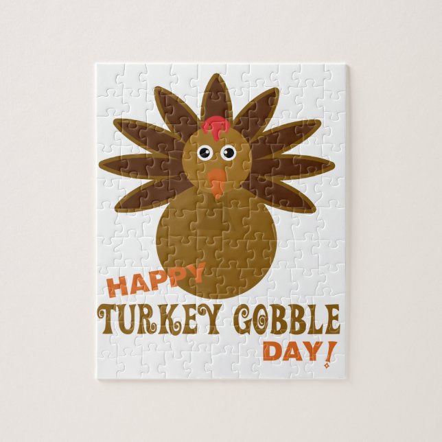 Happy Turkey Gobble Day Thanksgiving Jigsaw Puzzle (Vertical)