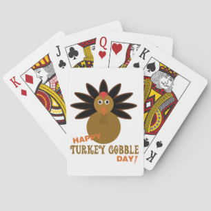 Happy Turkey Gobble Day Thanksgiving Playing Cards
