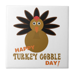 Happy Turkey Gobble Day Thanksgiving Tile
