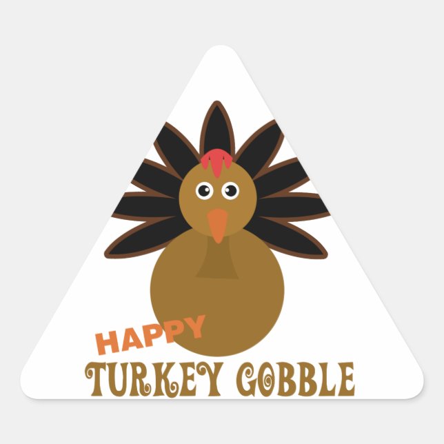 Happy Turkey Gobble Day Thanksgiving Triangle Sticker (Front)
