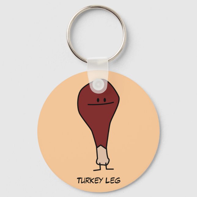 Happy Turkey Leg Drumstick protein bird Key Ring (Front)