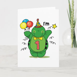 Happy Turtle 1st Birthday Card