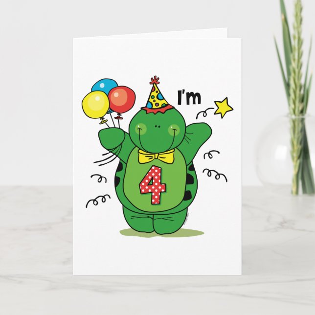 Happy Turtle 4th Birthday Card (Front)