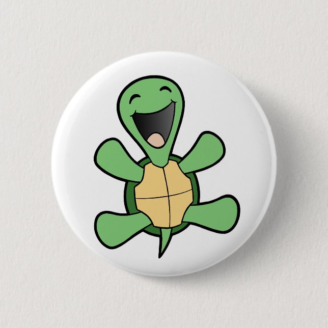 Happy Turtle 6 Cm Round Badge (Front)