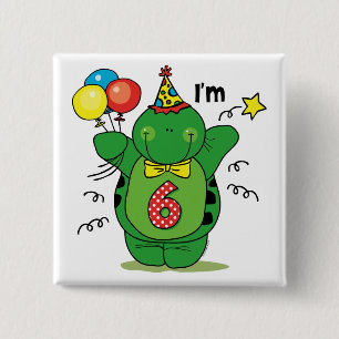 Happy Turtle 6th Birthday 15 Cm Square Badge