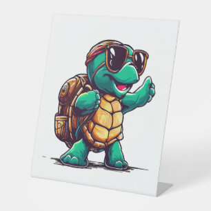 Happy Turtle Back to School School Time Pedestal Sign
