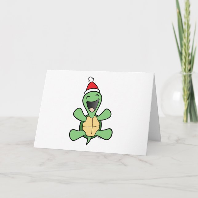 Happy Turtle Christmas Holiday Card (Front)