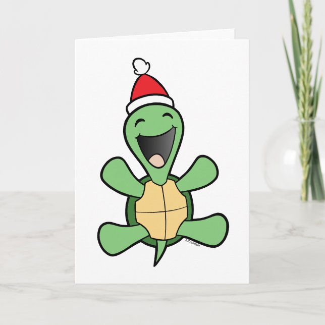 Happy Turtle Christmas Holiday Card (Front)
