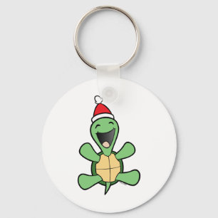 Happy Turtle Christmas Key Ring