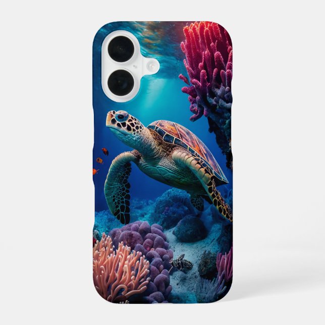 Happy Turtle iPhone 16 Case (Back)