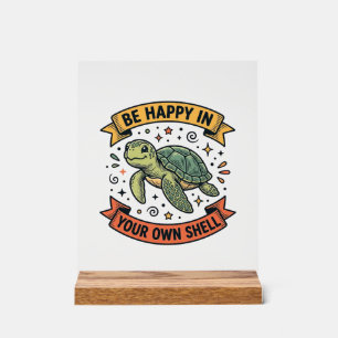 Happy Turtle Quote Vintage Engraving Design_1 Acrylic Sign