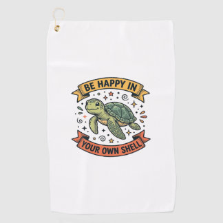 Happy Turtle Quote Vintage Engraving Design_1 Golf Towel