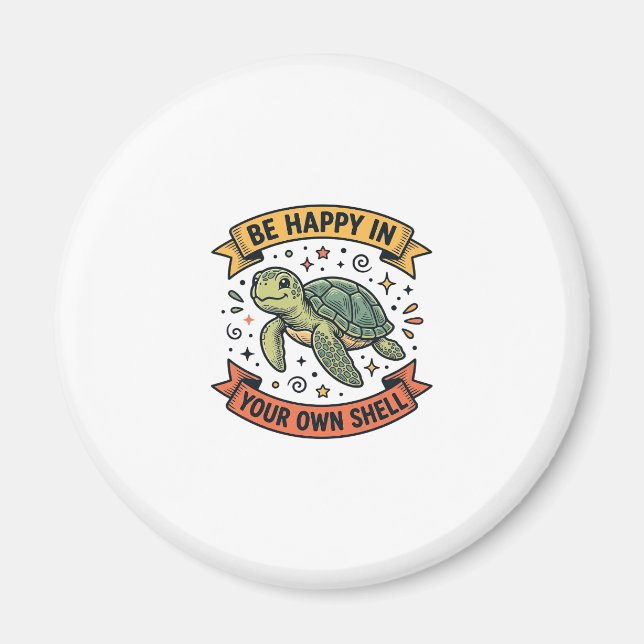 Happy Turtle Quote Vintage Engraving Design_1 Magnet (Front)
