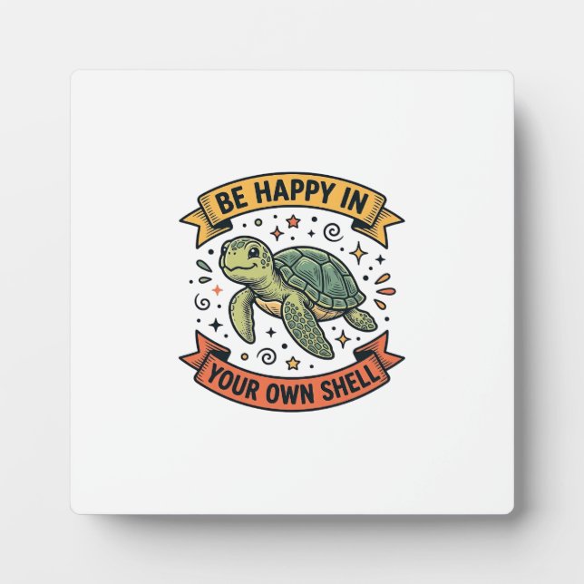 Happy Turtle Quote Vintage Engraving Design_1 Plaque (Front)