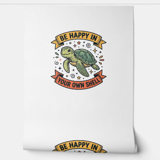 Happy Turtle Quote Vintage Engraving Design_1 Wallpaper