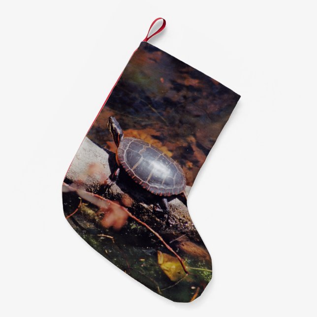 Happy Turtle Small Christmas Stocking (Front (Hanging))